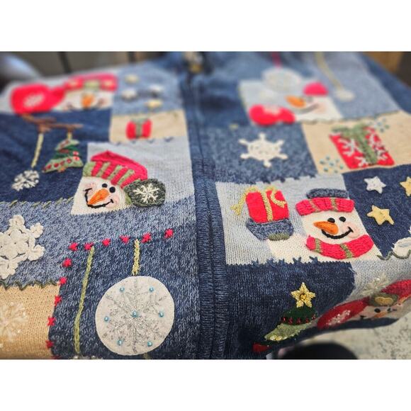 VINTAGE Tiara Christmas Cardigan Sweater Women’s Large - Picture 10 of 12